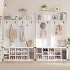 Coolmee 76 inch Hall Tree with Bench and Shoe Storage, Farmhouse 4-in-1 Entryway Bench with Coat Rack and 6 Hooks, Adjustable Shelf, Mudroom Bench - 2 of 4