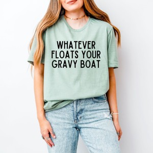 Simply Sage Market Whatever Floats Your Gravy Boat Short Sleeve Tee - L - Sage - 1 of 4