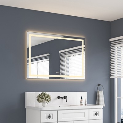 Sapphtopaz Rectangle Bathroom Mirror, Wall Mounted Vanity Mirror with Aluminum Frame,Anti-Fog Mirrors Memory, 3 Colors for Bathroom,Over Sink,Bedroom