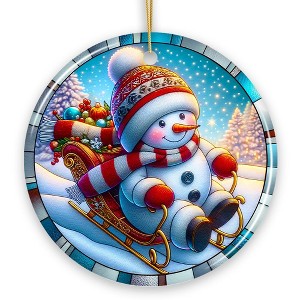 Arctic Sleigh Snowman’s Magical Ride Christmas Ornament, Handmade Frosty Winter Gift| OrnamentallyYou - 1 of 4