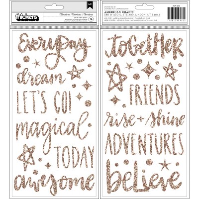 Thickers Shimelle Head In The Clouds Phrases Stickers - Gold Glitter, 76pcs