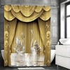 Paaaawaters 1pcs Golden Floral Swan Printed Shower Curtain Set, Waterproof Bathroom Partition Curtain With Hooks - 3 of 4