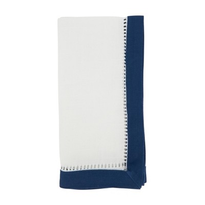 Saro Lifestyle Timeless Two-Tone Hemstitch Napkin (Set of 12), 20", Blue