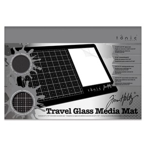 Tim Holtz Travel Glass Cutting Mat - Portable Work Surface with 8x8 Measuring Grid and Palette for Mixed Media - Art Supplies with Carry Case - 1 of 4
