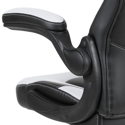 Ergonomic High-Back Racing Style Gaming Chair with Flip-Up Arms in Black Nylon