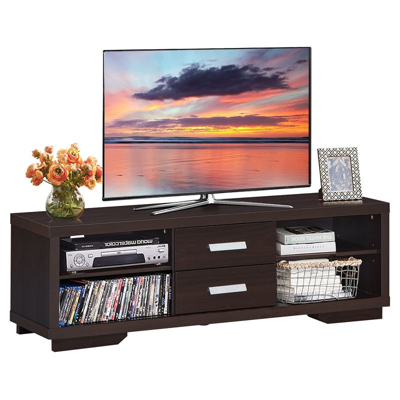 Costway TV Stand Entertainment Center Hold up to 65'' TV with Storage Shelves & Drawers, 1 of 11