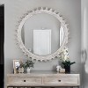 Vintage Wood Mirror, Round Hanging Gear Shape Vanity Mirror Wall Decor, Modern Mirror for Bathroom, Bedroom, Living Room - ModernLuxe - 2 of 4