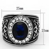 Slickblue Men’s Polished Stainless Steel Ring with 12x10mm Montana Synthetic Glass, No Plating, Size 8-13 - 2 of 4