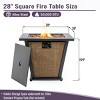 28" Propane Gas Fire Pit Table, 50000 BTU Square Steel Fire Pit for Outside Patio Deck Garden Courtyard -Brown - 2 of 4