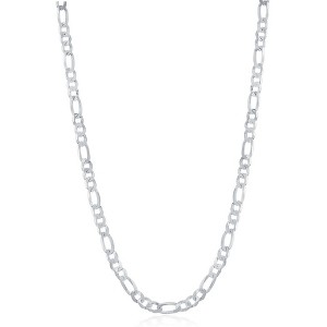 Links of Italy Sterling Silver 3.3mm Figaro Chain - Rhodium Plated - Available Sizes: 16  , 18  , 20  , 24  Inches - 1 of 2