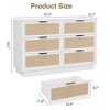 6 Drawer Rattan Dresser for Bedroom, Integrated Cabinet Body & Legs Design, Wooden Chest of Drawers for Hallways, Entryways and Closet, Easy Assembly - 2 of 4