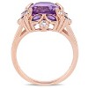 EVERLY JEWELRY | Rose Plated Sterling Silver 3 1/3 CT TGW Africa Amethyst and White Topaz Floral Ring - 3 of 4