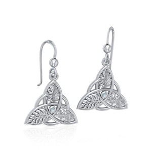 Slickblue Women's Drop Earrings, Oak Ash Thorn with Moonstone, Sterling Silver Trinity Knot, 1.22 Inch - 1 of 4