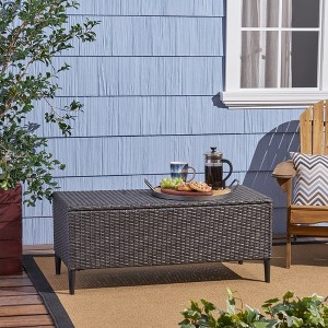 Outdoor Storage Bench, Multi-Functional Wicker Storage Box, Outdoor Patio Furniture, Rattan Storage Unit - 1 of 4