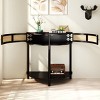 31.5" Half Moon Console Table with Sliding Rattan Doors and Bottom Shelf for Living Room or Hallway-The Pop Home - 3 of 4