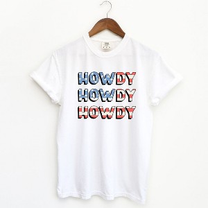 Simply Sage Market Women's Howdy Flag Stacked Short Sleeve Garment Dyed Tee - 1 of 4