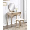 Okak Contemporary Wooden Vanity Desk with Stool, Makeup Vanity with Round Mirror and 1 Drawer, Girls Vanity for Bedroom, Dressing Room - 2 of 4
