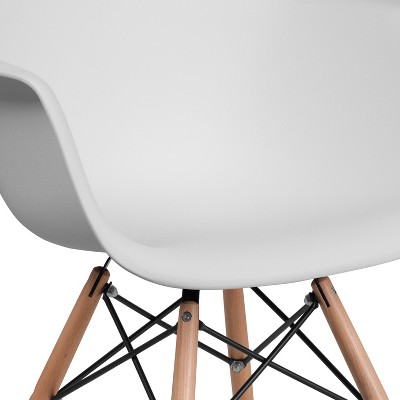 Chic Alonza White Polypropylene Accent Chair with Wooden Legs