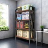 Sapphtopaz 4-Tier Storage Rack with Metal Frame & Wood Shelf Kitchen Organizers and Storage Versatile Garage Shelving for Warehouses,Black/Brown - 4 of 4