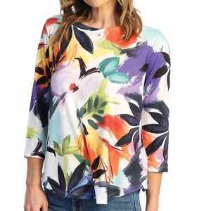 Women's Tropical Round Hem Top - Jess & Jane - 1 of 2