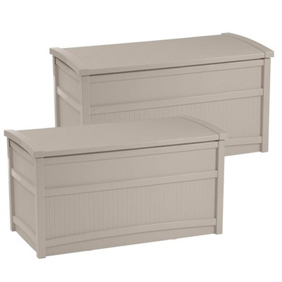 Suncast DB5000 50 Gallon Outdoor Storage Resin Patio Deck Box, Taupe (2 Pack)