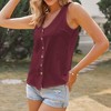 Anna-Kaci Women's Sleeveless V-Neck Button Down Textured Tank Top - 2 of 4