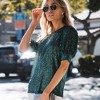 Amaryllis Women's Short-Sleeve Crew Neck Sequin Top Puff Sleeves Sparkling Detail - 4 of 4