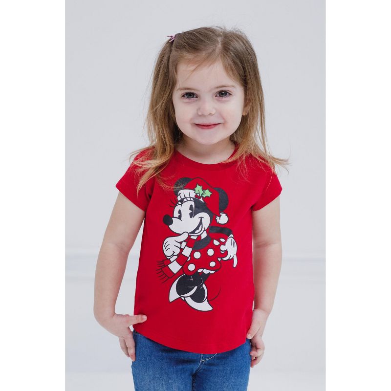 Disney Minnie Mouse Valentines Day St. Patrick's July 4th Halloween Christmas Girls T-Shirt Toddler, 4 of 6