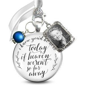 "Heaven Would Have Been Here Today" Charm - Silvertone Bridal Memorial Pendant with Photo Frame - 1 of 4