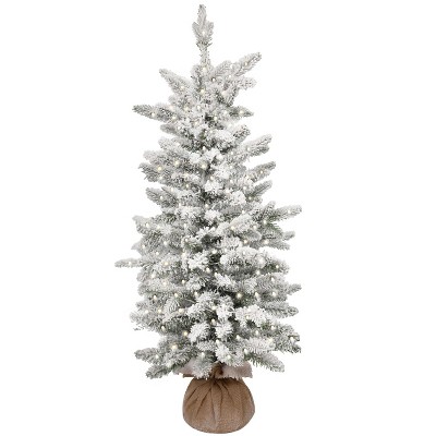 King of Christmas 3ft Flocked Christmas Tree, Queen Flock Artificial Mini Xmas Tree