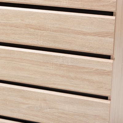 Miren Mid-Century Light Oak and Dark Gray Engineered Wood 5-Drawer Chest