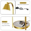 Modern Tall Standing Living Room Floor Lamp with 2-tier End Side Tables Storage Shelves Accent Light 90°Rotation Golden Iron Frame for Bedroom Offices - 3 of 4