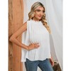 YESFASHION Womens Tank Tops Ruffle High Neck Pleated Summer Blouses Chiifon Sleeveless Shirt - 4 of 4