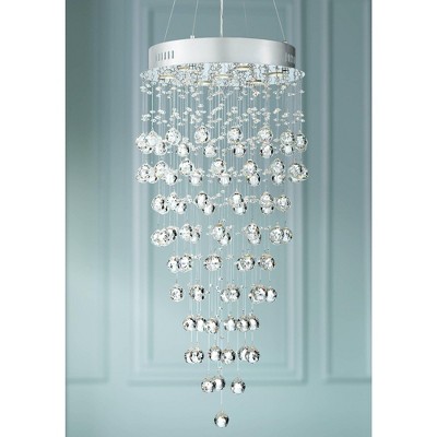Modern Chrome Crystal Cascade Chandelier 20" Wide 7-Light Elegance