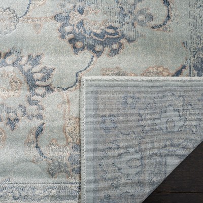 Light Blue Vintage Viscose Area Rug 6'7" x 9'2"