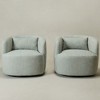 KINWELL Textured Linen Blend Weave Upholstered Swivel Barrel Accent Chair, Set of 2 - 4 of 4