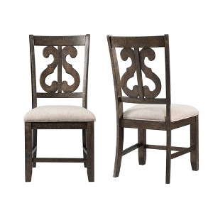 Stanford Wooden Swirl Back Chair Brown - Picket House Furnishings: Mid-Century Modern, Upholstered Seat - 1 of 4