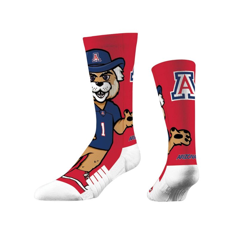 NCAA Arizona Wildcats Adult Mascot Crew Socks - One Size, 1 of 4