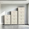 FONTOI 3 Tiers Folding Storage Cabinet with Wheels, Collapsible Storage Bins, Closet Organizers, Cream White, 11.81"*31.1"*19.69" - 4 of 4