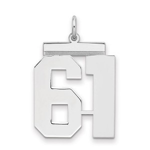 Black Bow Jewelry Sterling Silver, Athletic Collection, Large Polished Number 61 Pendant - 1 of 3