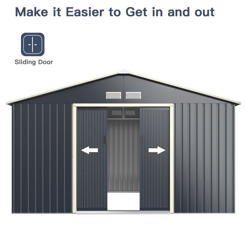 Costway Outdoor Tool Storage Shed Large Utility Storage House w/ Sliding Door, 5 of 11