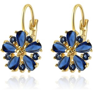 14K Gold Plated Flower Birthstone Earrings - Hypoallergenic Leverback Floral Earrings, Trendy Jewelry Gift for Women - 1 of 4