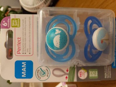 MAM Perfect Baby Pacifier, Patented Nipple, Developed with Pediatric  Dentists & Orthodontists, Boy, 6-16 (Pack of 2) 6-16 (Pack of 2) (Kids) Blue