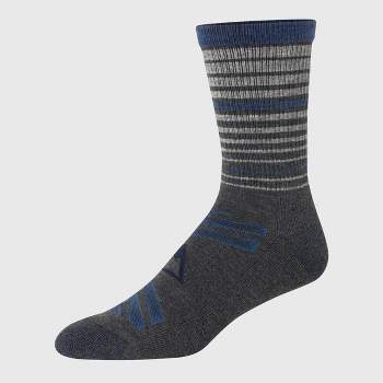 Hanes Premium Men's Mini Striped Peaks Explorer Crew Socks 3pk - Gray 6-12