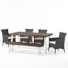GDFStudio Preston Outdoor Acacia Wood and Wicker 6 Piece Dining Set - 2 of 4