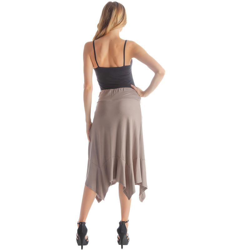 24seven Comfort Apparel Solid Color Knee Length Elastic Waist Handkerchief Skirt, 3 of 6