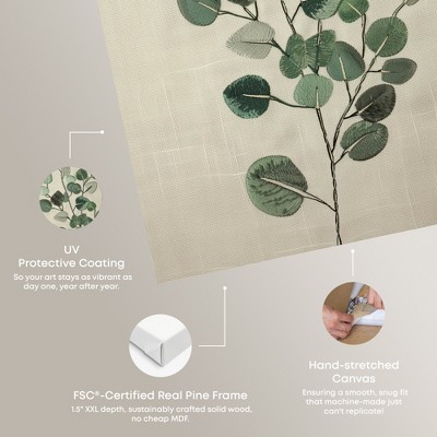Eucalyptus Embroidery Green and Beige Botanical Canvas Wall Art, 10" x 15"