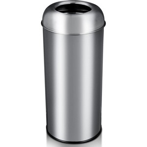 65L/17 Gallon Heavy Duty Commercial/Kitchen Trash Can, Open Top Waste Bin for Office Bedroom, Brushed Stainless Steel Finish - 1 of 4