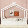 COWLOWN Twin House Platform Bed with Roof Design, Wooden Playful Bed Frame with Headboard & Footboard for Kids - 3 of 4