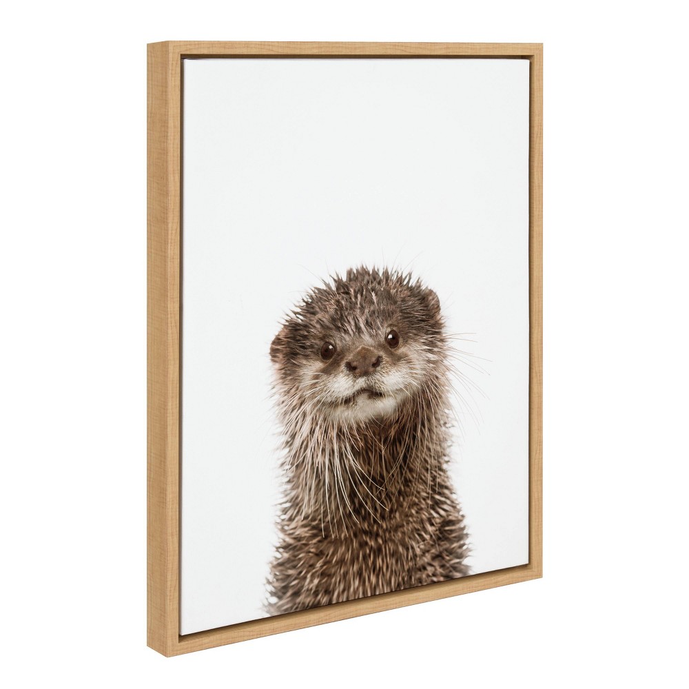 Photos - Other Decoration 18" x 24" Sylvie Animal Studio Otter Framed Canvas by Amy Peterson Natural: Whimsical Wall Decor, Nursery Art - Kate & Laure